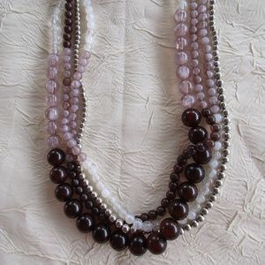 Pretty  NY Multi Strand Purple BEADED NECKLACE
